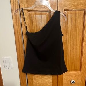 Black one shoulder top from NY and Co. size LG built in shelf bra NWT